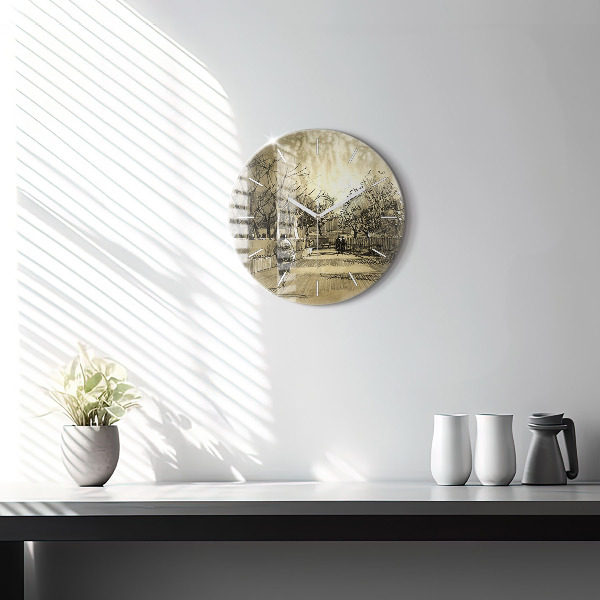 Kerek fali üvegóra Park és a szépia fák