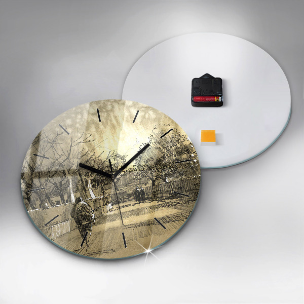 Kerek fali üvegóra Park és a szépia fák