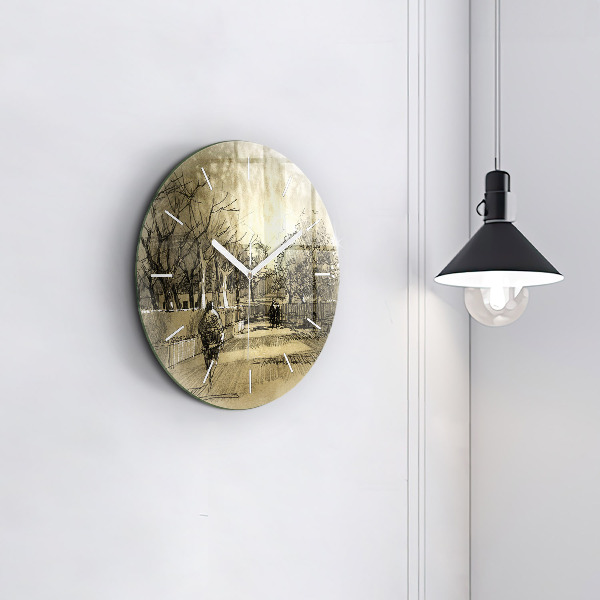 Kerek fali üvegóra Park és a szépia fák