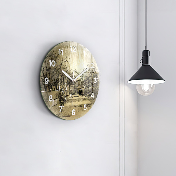 Kerek fali üvegóra Park és a szépia fák