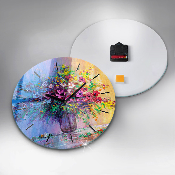 Kerek fali üvegóra Virágok egy vázában