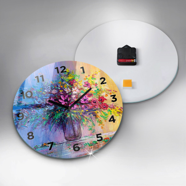 Kerek fali üvegóra Virágok egy vázában