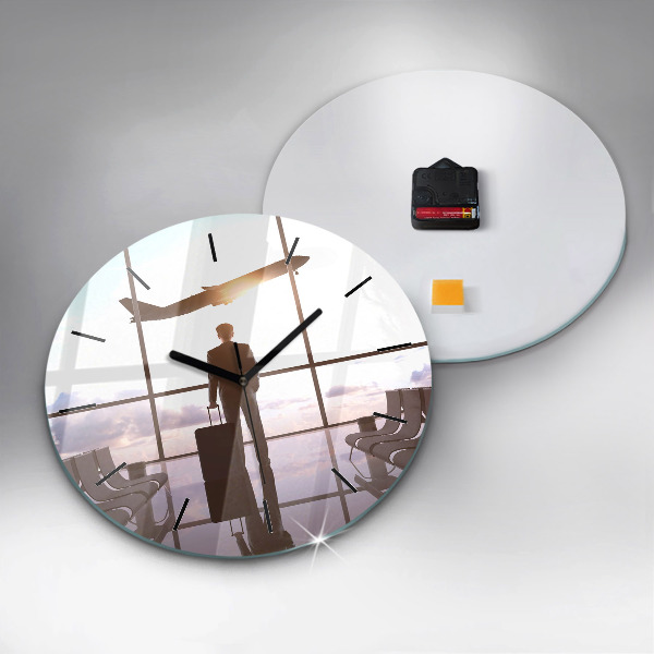 Kerek fali üvegóra Férfi a repülőtéren