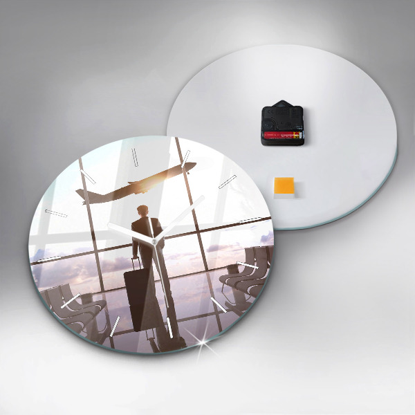 Kerek fali üvegóra Férfi a repülőtéren