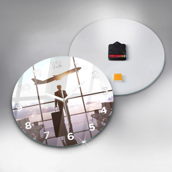 Kerek fali üvegóra Férfi a repülőtéren