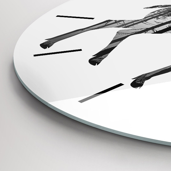 Kerek fali üvegóra Szarvas erdő sziluettje