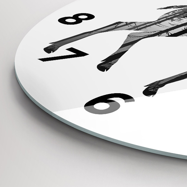 Kerek fali üvegóra Szarvas erdő sziluettje