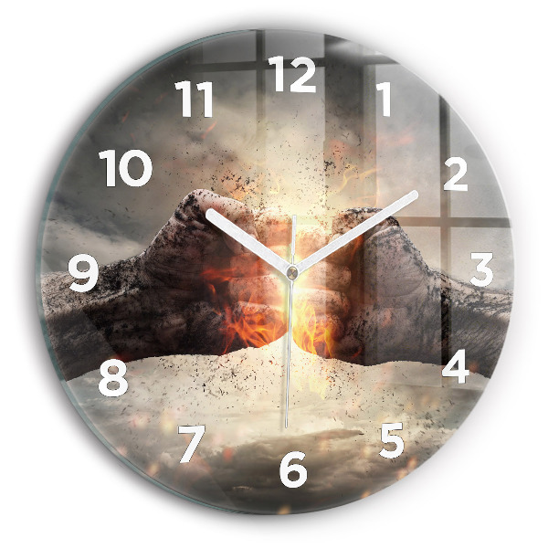 Kerek fali üvegóra Fists Strength Power