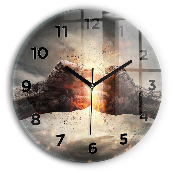 Kerek fali üvegóra Fists Strength Power