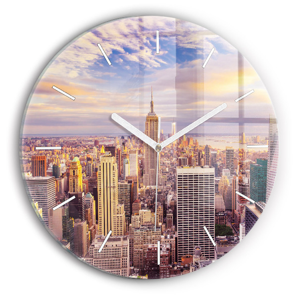 Kerek fali üvegóra Naplemente New York