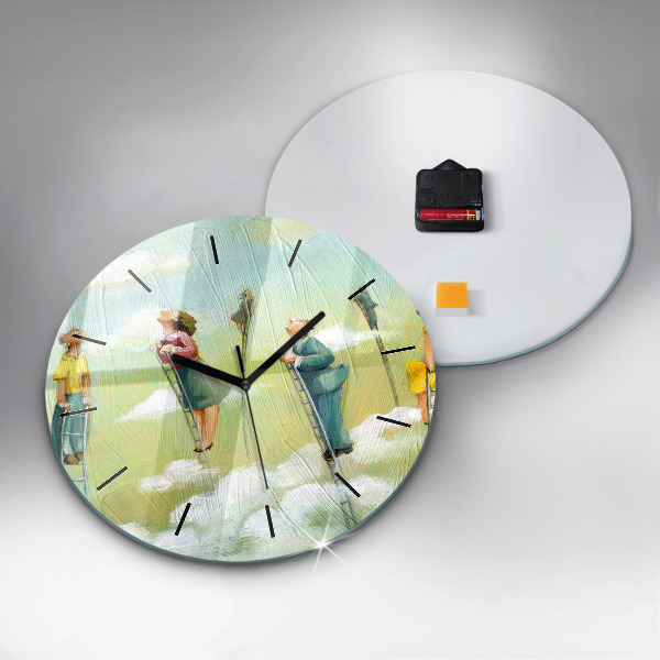 Kerek fali üvegóra Emberek a létrán