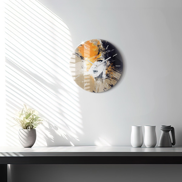 Kerek fali üvegóra Portré egy nő absztrakt