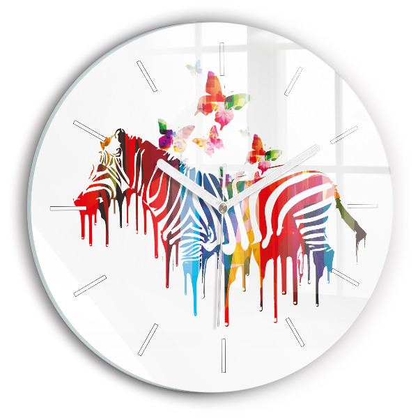 Kerek fali üvegóra Színes zebra
