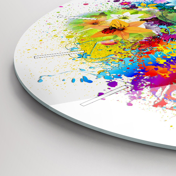 Kerek fali üvegóra Virágos harmónia pillangókkal