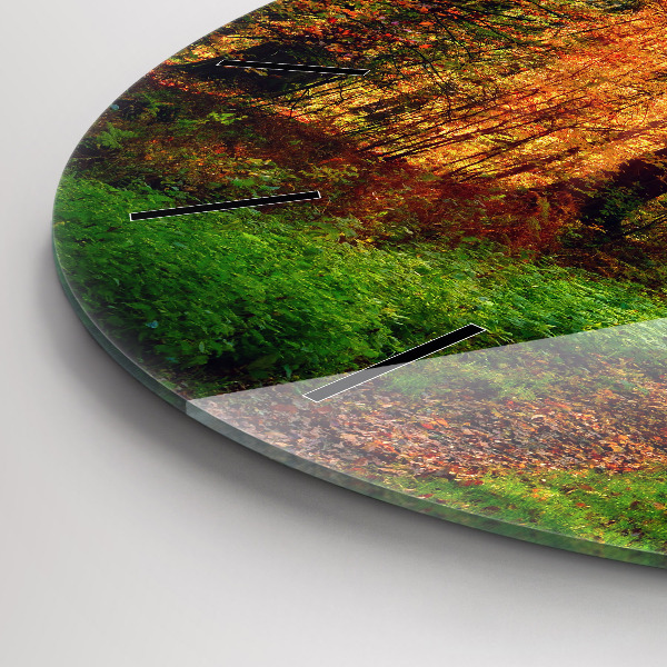 Kerek fali üvegóra Őszi erdei táj