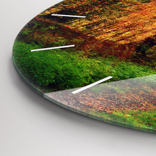 Kerek fali üvegóra Őszi erdei táj