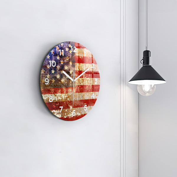 Kerek fali üvegóra Vintage USA zászló