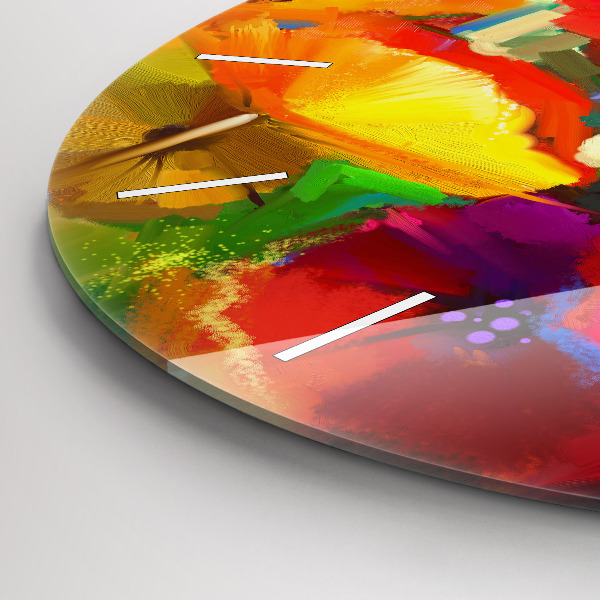 Kerek fali üvegóra Színes pipacsok