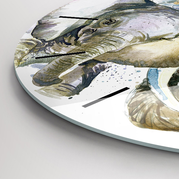 Kerek fali üvegóra Festett állatok elefántok