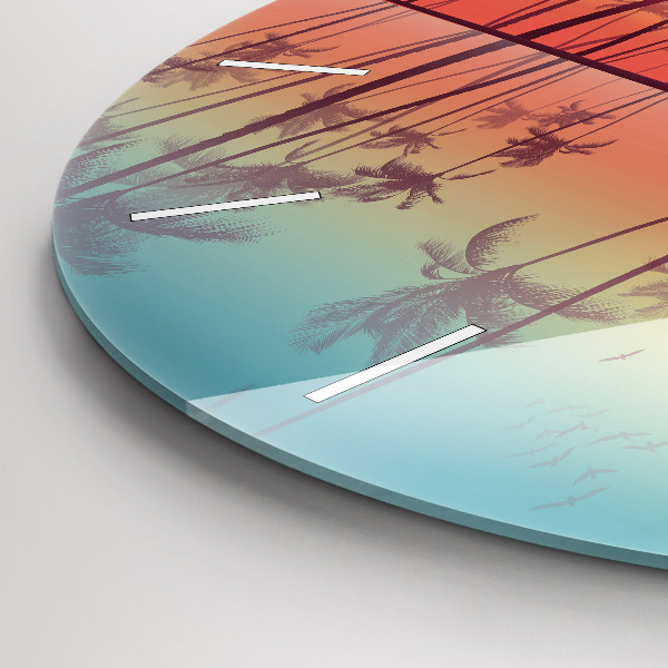 Kerek fali üvegóra Trópusi pálmafák