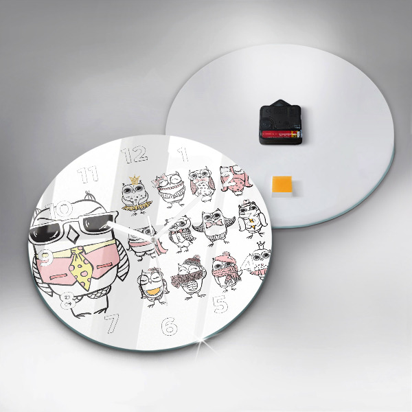 Kerek fali üvegóra Vintage bagoly poszter