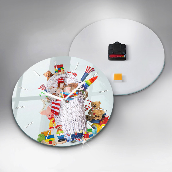 Kerek fali üvegóra Fonott kosár játékokkal