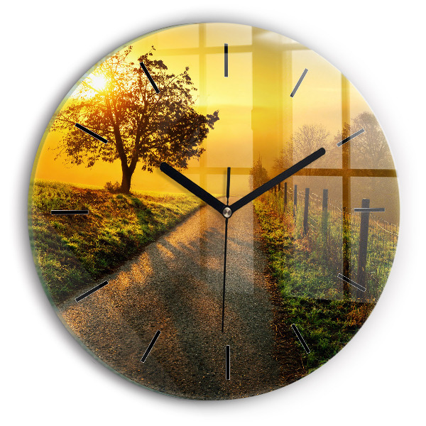 Kerek fali üvegóra Köd napkeltekor