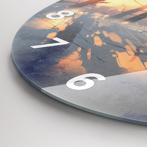 Kerek fali üvegóra Téli fa táj