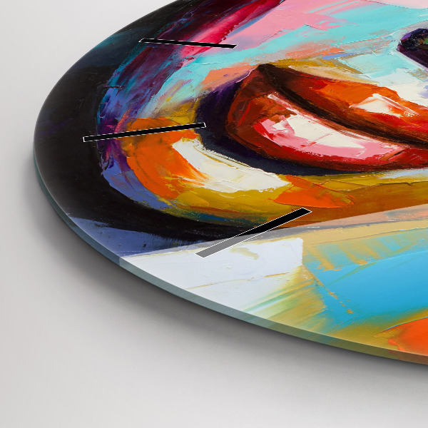Kerek fali üvegóra Színes női arc
