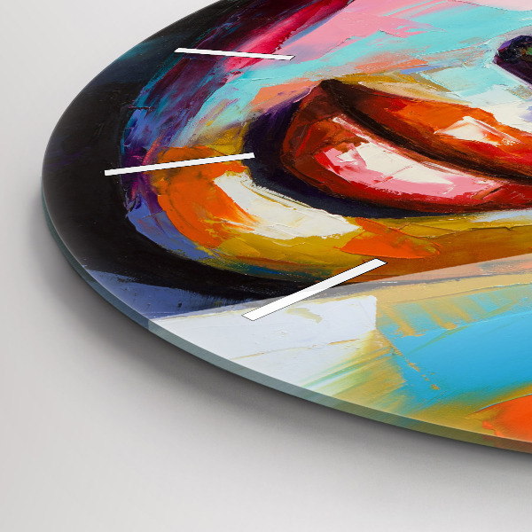 Kerek fali üvegóra Színes női arc