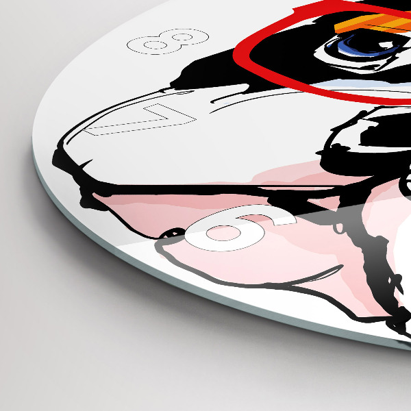 Kerek fali üvegóra Francia bulldog szemüveggel