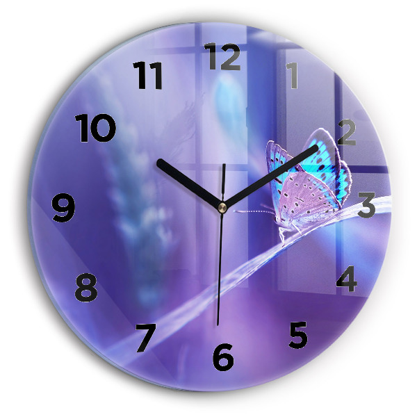 Kerek fali üvegóra Pillangó a fűben