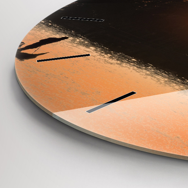 Kerek fali üvegóra Naplemente és pálmafák