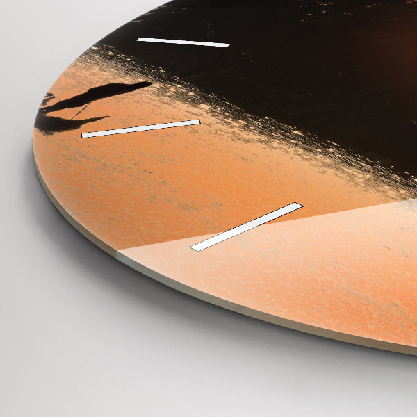 Kerek fali üvegóra Naplemente és pálmafák