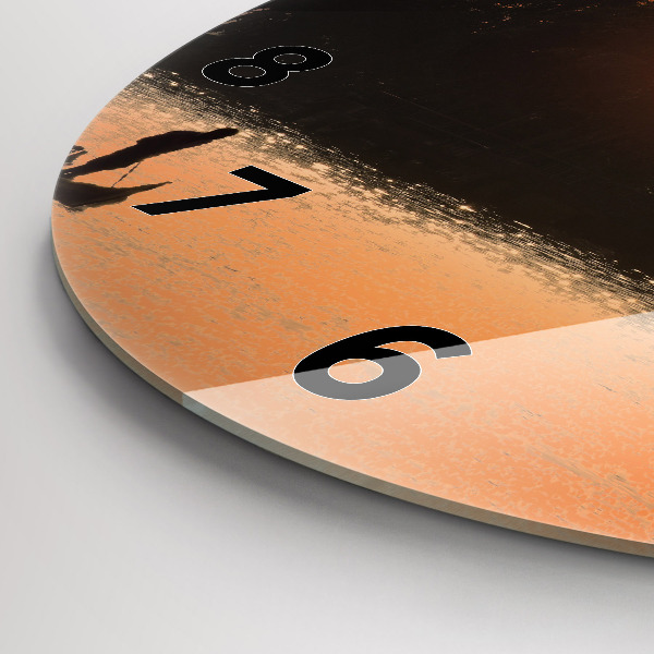 Kerek fali üvegóra Naplemente és pálmafák