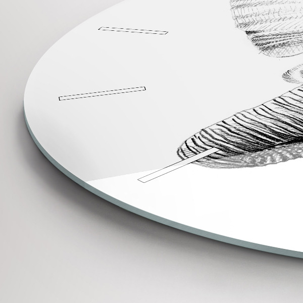 Kerek fali üvegóra Grafikus elefántfej