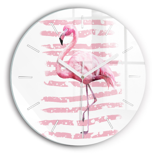 Kerek fali üvegóra Flamingo grafika
