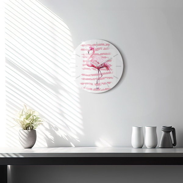 Kerek fali üvegóra Flamingo grafika