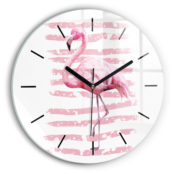 Kerek fali üvegóra Flamingo grafika