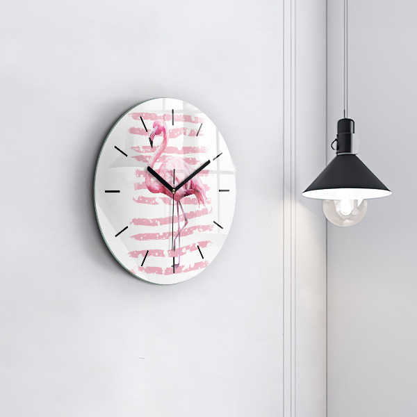 Kerek fali üvegóra Flamingo grafika