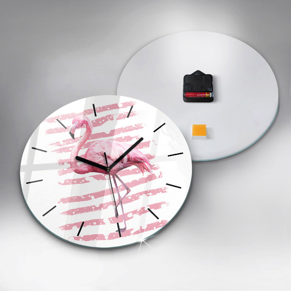 Kerek fali üvegóra Flamingo grafika