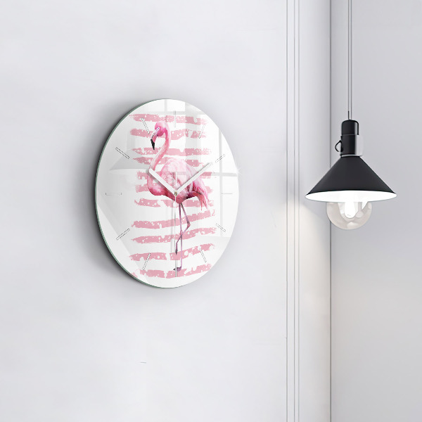 Kerek fali üvegóra Flamingo grafika