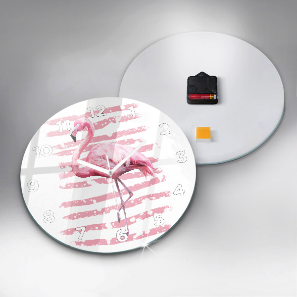 Kerek fali üvegóra Flamingo grafika