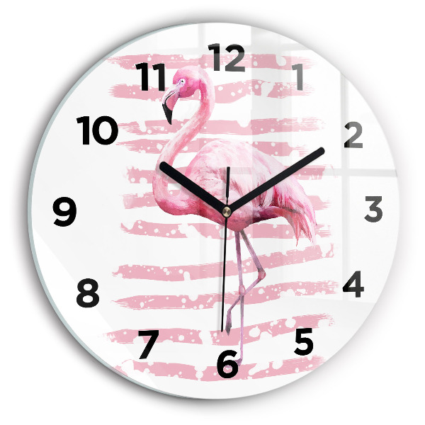 Kerek fali üvegóra Flamingo grafika