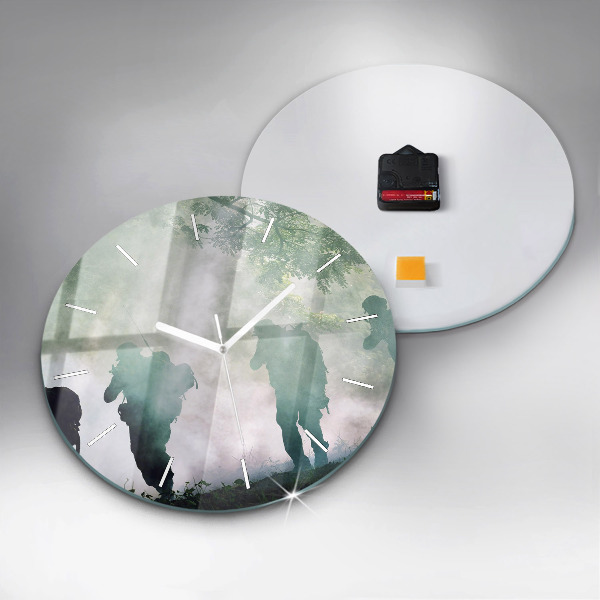 Kerek fali üvegóra Hadsereg az erdőben katonák