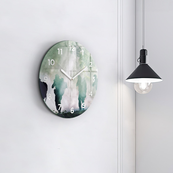 Kerek fali üvegóra Hadsereg az erdőben katonák