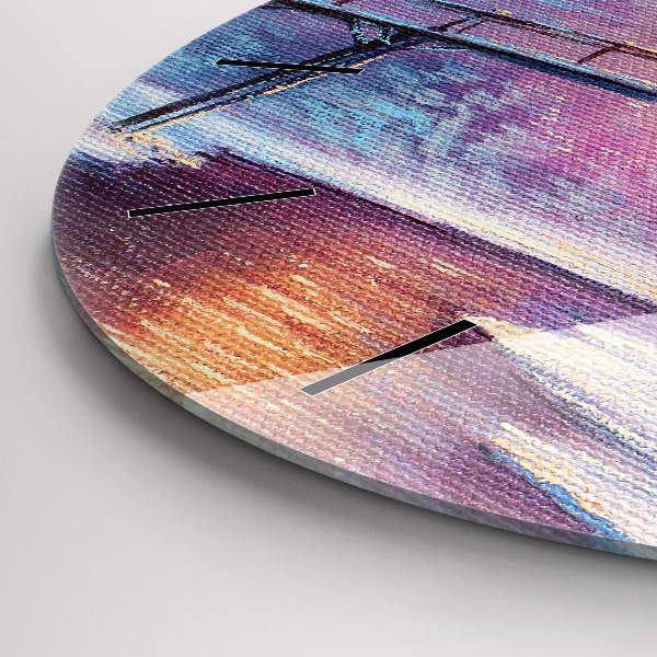 Kerek fali üvegóra Karácsonyfa és a híd