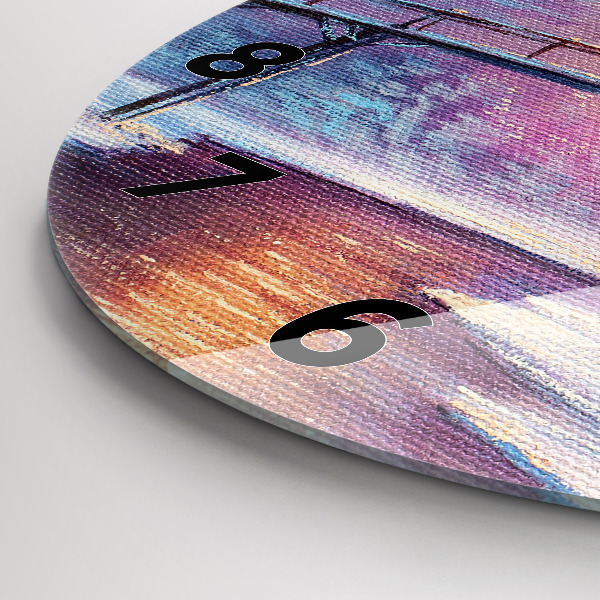 Kerek fali üvegóra Karácsonyfa és a híd