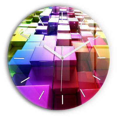 Kerek fali üvegóra Színes kockák