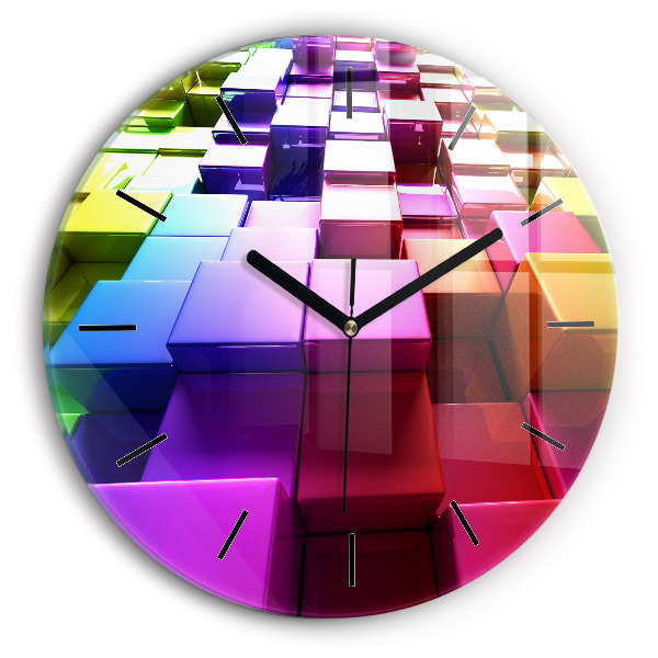 Kerek fali üvegóra Színes kockák